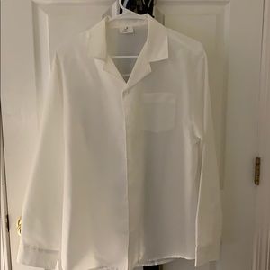 Flowy Korean Style White Button Up Shirt